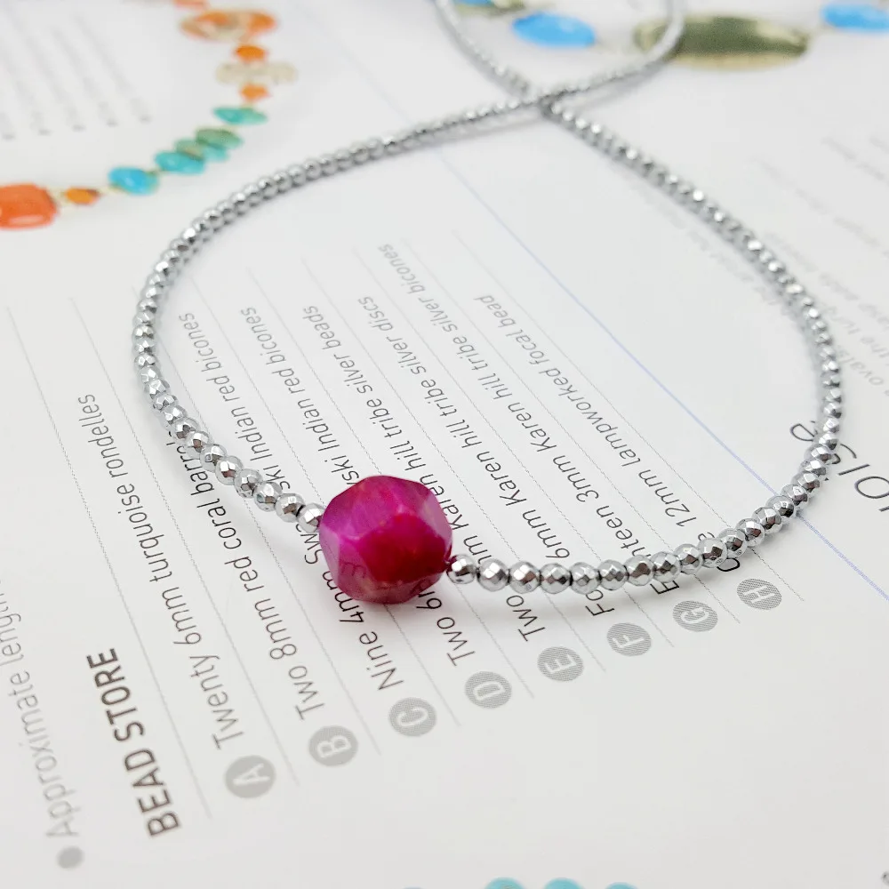 

Lii Ji Dye Color Tiger's Eye,Silver Color Hematite 925 Sterling Silver Clasp Choker Necklace 40cm