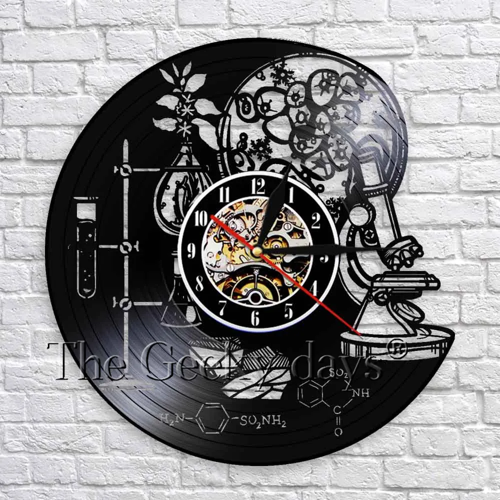 

Biology Chemistry Science Instrument Wall Clock Oxygen Molecule Chemical Formula Wall Art Decor Vinyl Record Wall Clocks