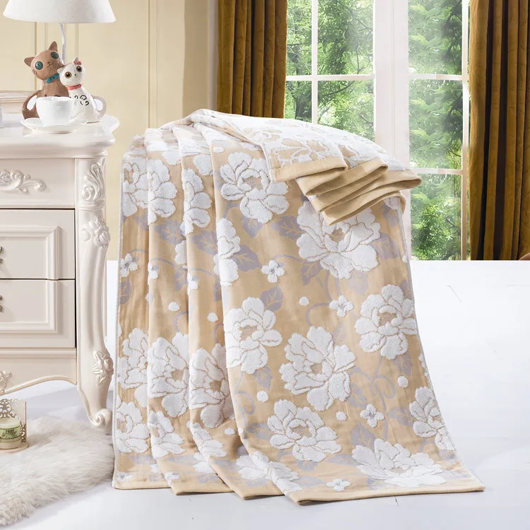 New Blanket 100 Organic Cotton Towel Blanket Jacquard Blankets For