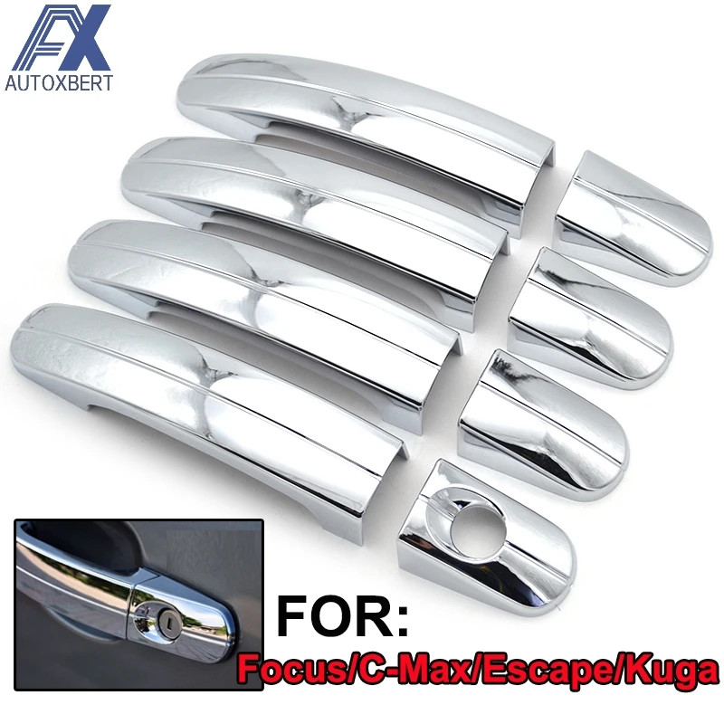 

AX Chrome Side Door Handle Catch Cover Trim Cap Cup Overlay Decoration For Ford Focus C-Max Escape Kuga 2014 2015 2016 2017 2018
