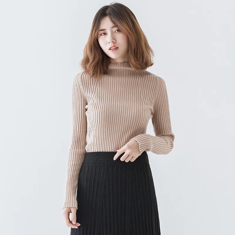 Buy Spring New Women's Half Turtleneck Hem Front Split