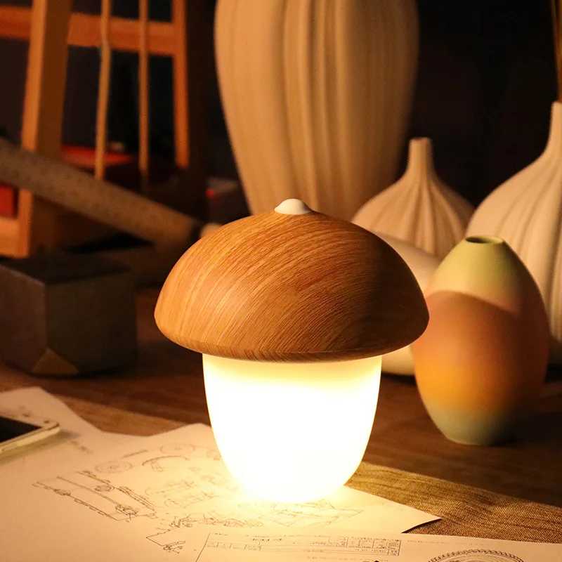 Decorative Desk Lamp USB Rechargeable Mushroom Olive Acorn Dimmable LED