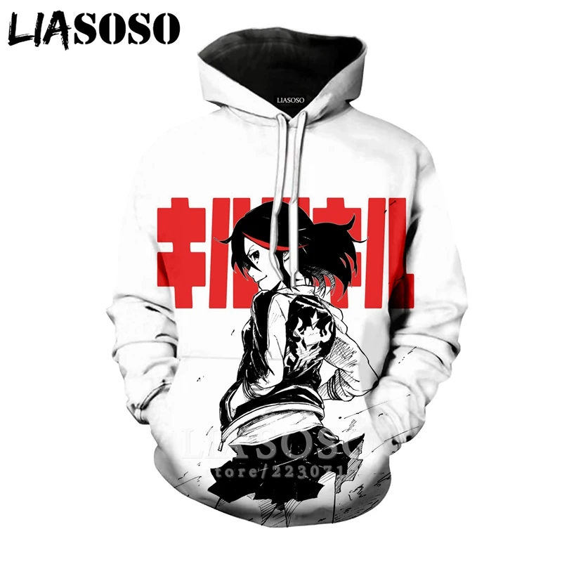 LIASOSO Зимняя мода для мужчин и женщин 3D принт аниме KILL la Толстовка Harajuku с длинным
