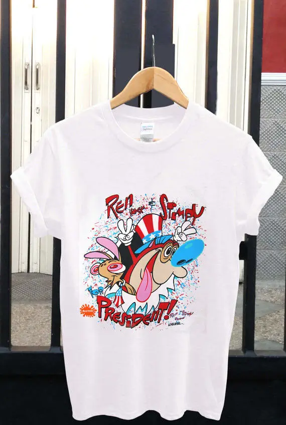 Рен и стимпи шоу Vtg футболка 1991 Reprint Nickelodeon Nicktoons S Xxl мультфильм для мужчин унисекс