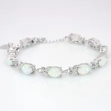 Опт и розница Мода 7,5 дюймов Прекрасный белый огненный опал браслет 925 пробы серебряные ювелирные изделия для женщин BAL152502