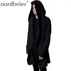 Aonibeier мужские толстовки с капюшоном с черный Халат хип-хоп мантии толстовки модная куртка длинные накидка с рукавами человека пальто