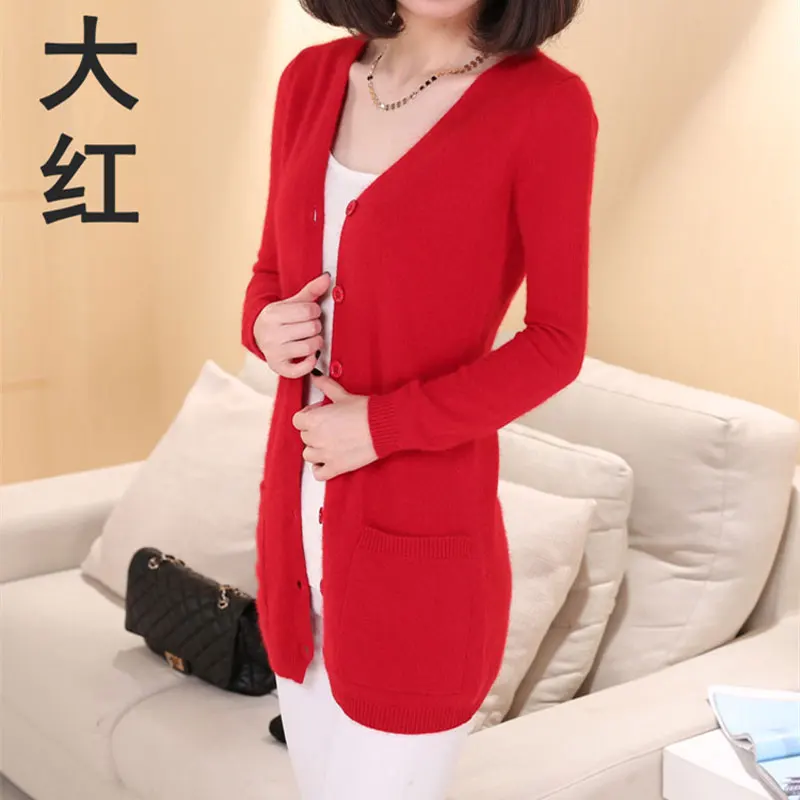 HEE GRAND/женские шерстяные свитера осень размера плюс 4XL средней длины кашемировый женский кардиган с карманами верхняя одежда WZL1459