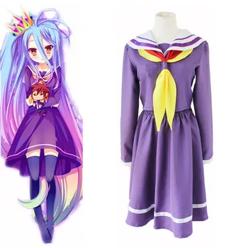 

No Game No Life Cosplay Costume Shiro emboitement Heroine dress Purple Sailor Suit top+ skirt+Tie+ shoulder tape+ oversleeves