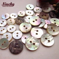 Niucky 9mm-12mm 2 holes High Quality Natural Akoya Pearl Shell Buttons T2 class Natural Shell Sewing Buttons S0101-051 1