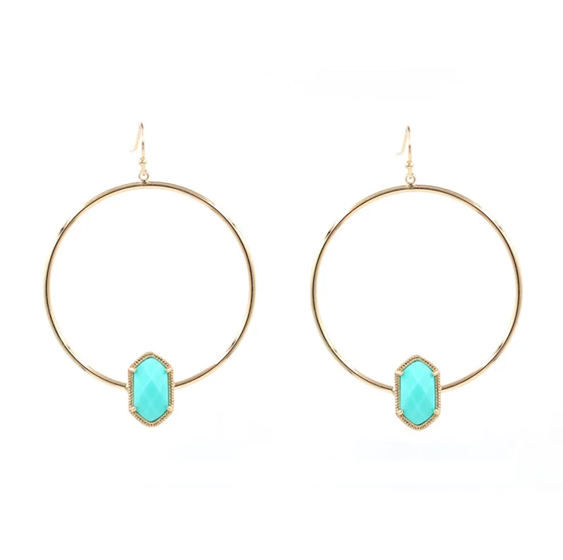 

New Arrival Gold Color Small Oval Resin Drop Earrings Big Round Dangle Earring Alloy Circle For Women Earrings Fashion Jewelry