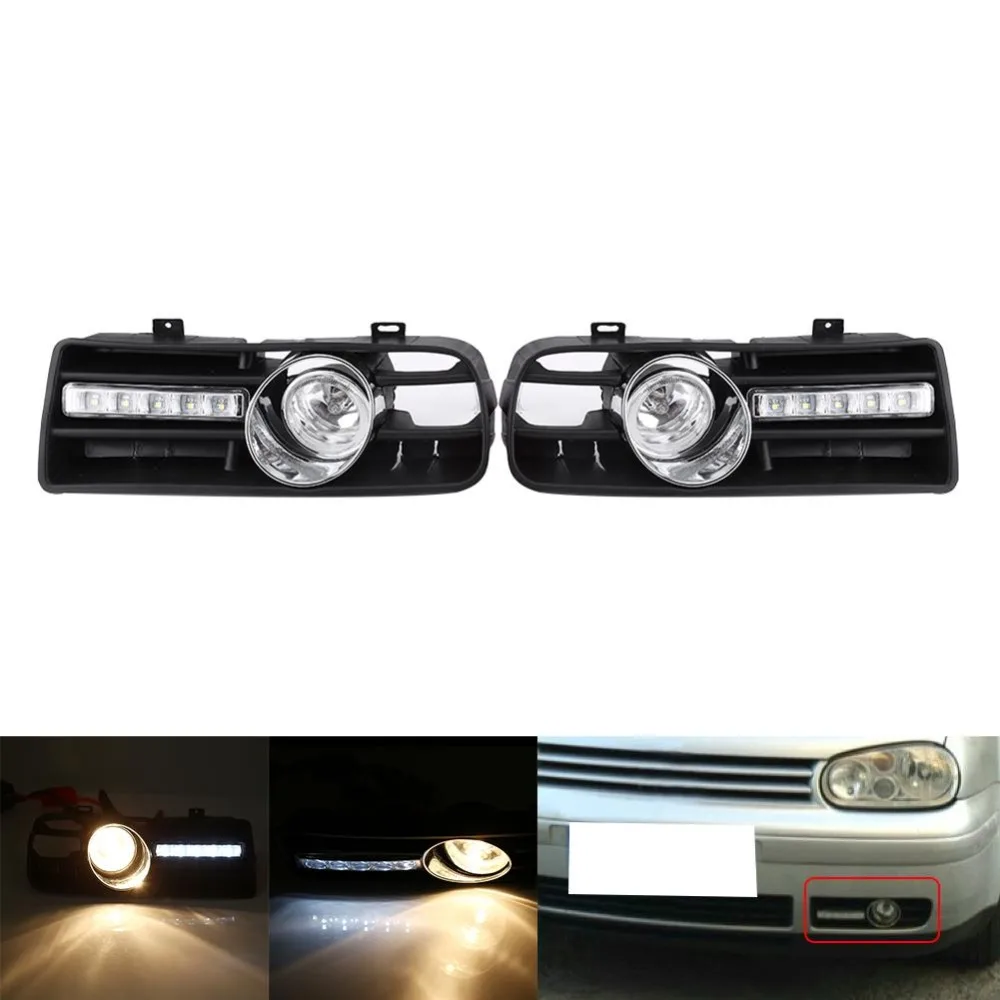 2 шт. противотуманные фасветильник с решетками для VW Golf GTi 1997 2006 TDI MK4 W/контроллер H3