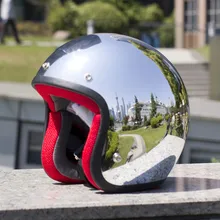 VCOROS, винтажный ретро шлем для скутера, мотоциклетный круизный шлем, хромированный, серебристый, зеркальный цвет, полуоткрытый, мотоциклетный ретро шлем