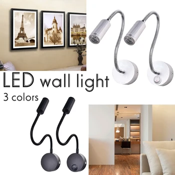 

360 Degree Angle Adjustable Wall Light Hose Wall Lamp Flexible 3W Bathroom Mirror Light LED Luminaire Lamps