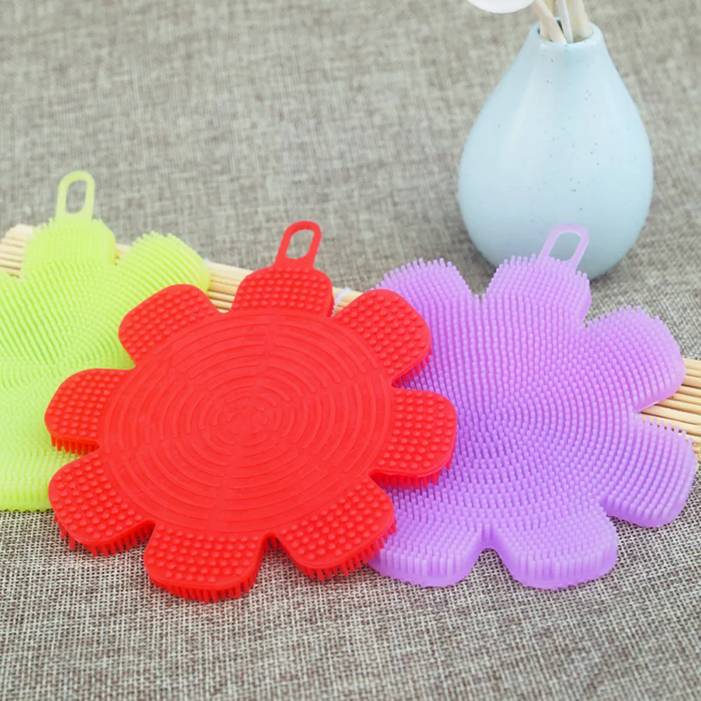 

Food Grade Silicone Dishwashing Sponge Brush Antibacterial Kitchen Cleaning Pad