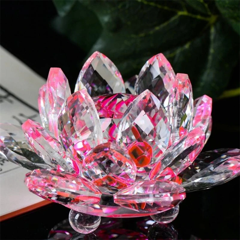 Lotus Crystal Glass Figure Paperweight Ornament Feng Shui Decor Collection Home Decor Wear-resistant Creative hot C0418#30      04