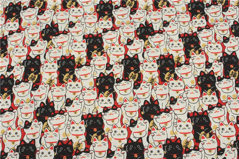 150 см* 50 см хлопчатобумажная ткань японский мягкий бриз мультфильм кошка печать ткань, ручная работа DIY лоскутное рот золотая ткань для упаковки