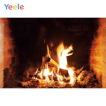 

Yeele Brick Fireplace Flame Wood Room Decor Painting Photography Backdrop Personalized Photographic Backgrounds For Photo Studio