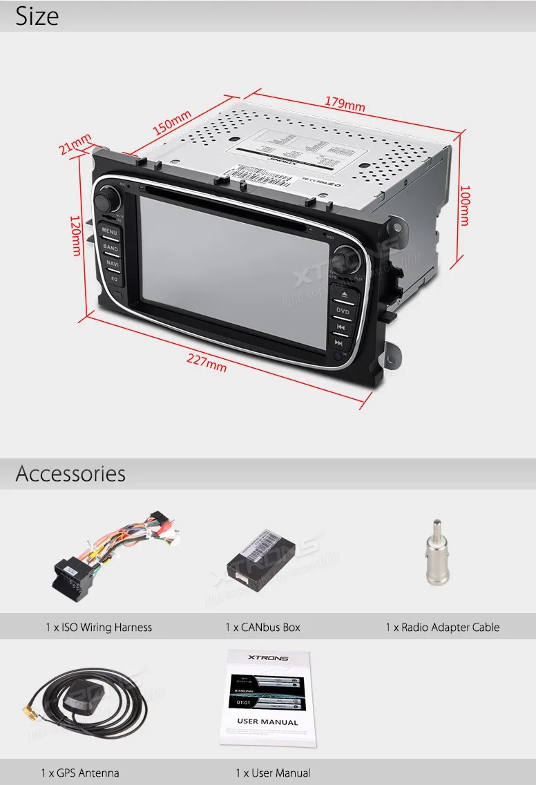 Perfect XTRONS 7" HD Radio 2 din Stereo Car DVD Player GPS For Ford Kuga 2008 2009 2010 2011 2012/Galaxy II Focus II Mondeo C-Max S-Max 15