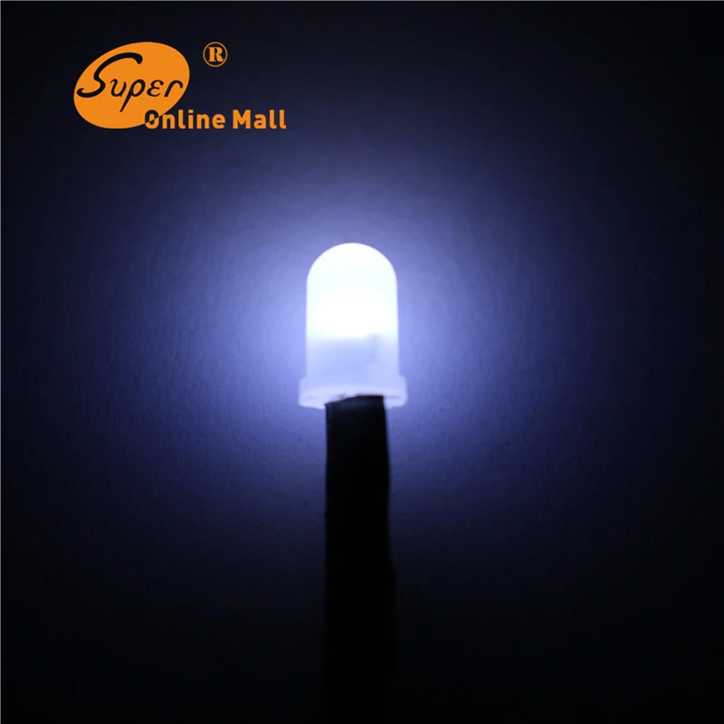 

100 PCS 5mm Diffused LED Pre Wired White 3-12V DC Bulb led light Emitting Diodes 20CM
