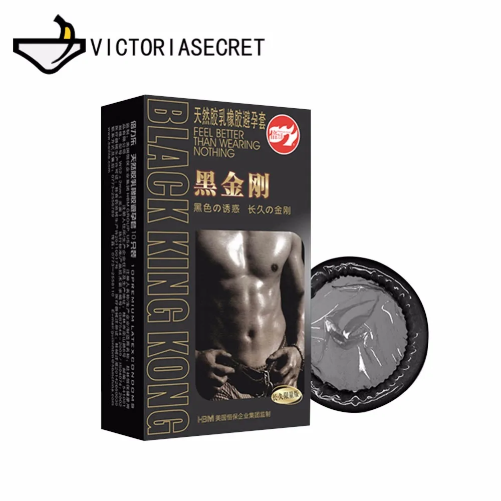 10 Pcs Black Condoms Slim Penis Sleeve Long Lasting Natural Latex Lubricated Condoms Men Contraception Sex Products Cock Ring