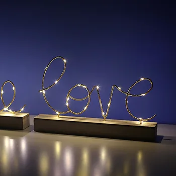 

Love For Christmas Iron Art Wood Bottom Letter Lamp Light Home Bedroom Wedding Decor Birthday Xmas Valentine's Day Decoration