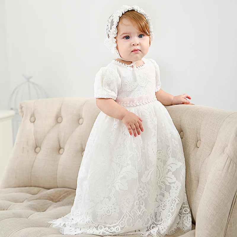 Newborn Baptism Dress For Baby Girl White First Birthday Party Wear