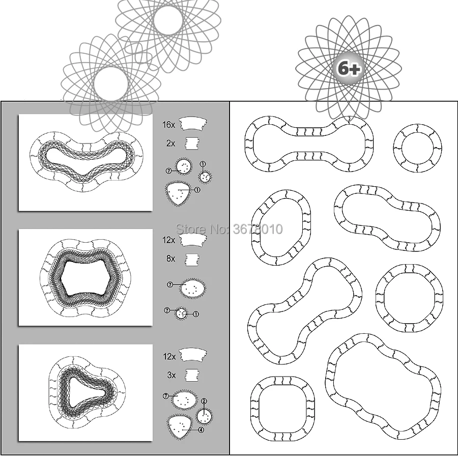 Креативный спиральный конструктор Фристайл игрушки для рисования 30 аксессуаров сменная рамка с 3 ручками дизайнерский комплект спирографа