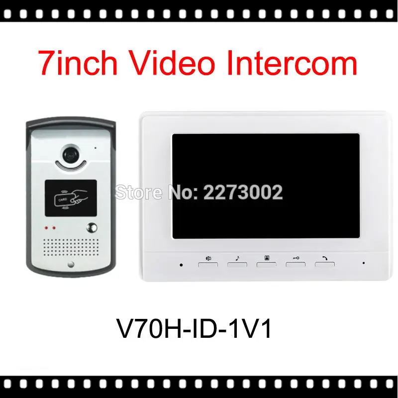

Home Brand New 7" Color Screen Video DoorPhone Intercom System 1 Monitor + 1 RFID Access Camera CMOS 700TV Lines V70H-ID-White