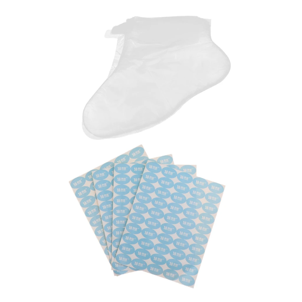 200 Counts Paraffin Bath Liners for Foot, Foot Liners for Paraffin Wax, Plastic Socks Foot Bags, Foot Protectors with Stickers