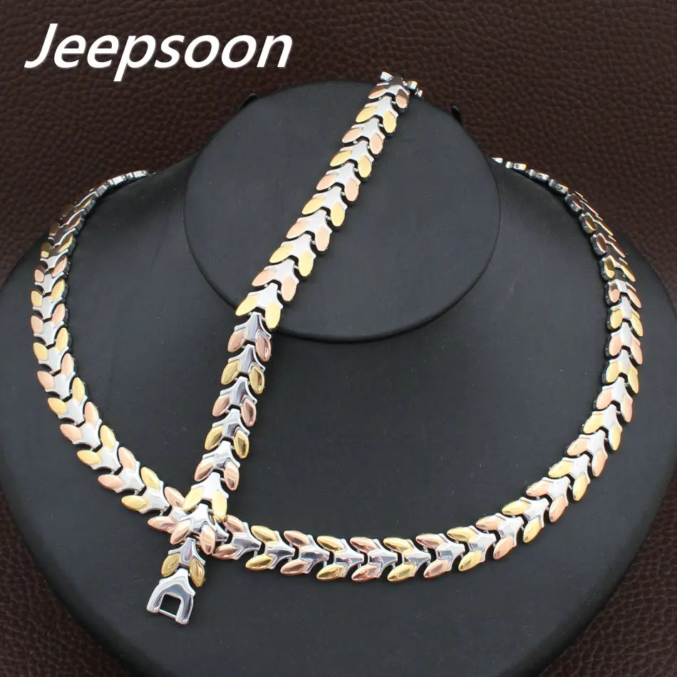 Высокое качество ювелирные изделия из нержавеющей стали цепи ожерелье и браслет набор для женщин SFKGBRDD