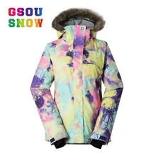 GSOU, Женская лыжная куртка, супер теплая, для девочек, зимняя куртка, водонепроницаемая, 10 K, термальная, для катания на лыжах и сноуборде, куртка для сноуборда, женская