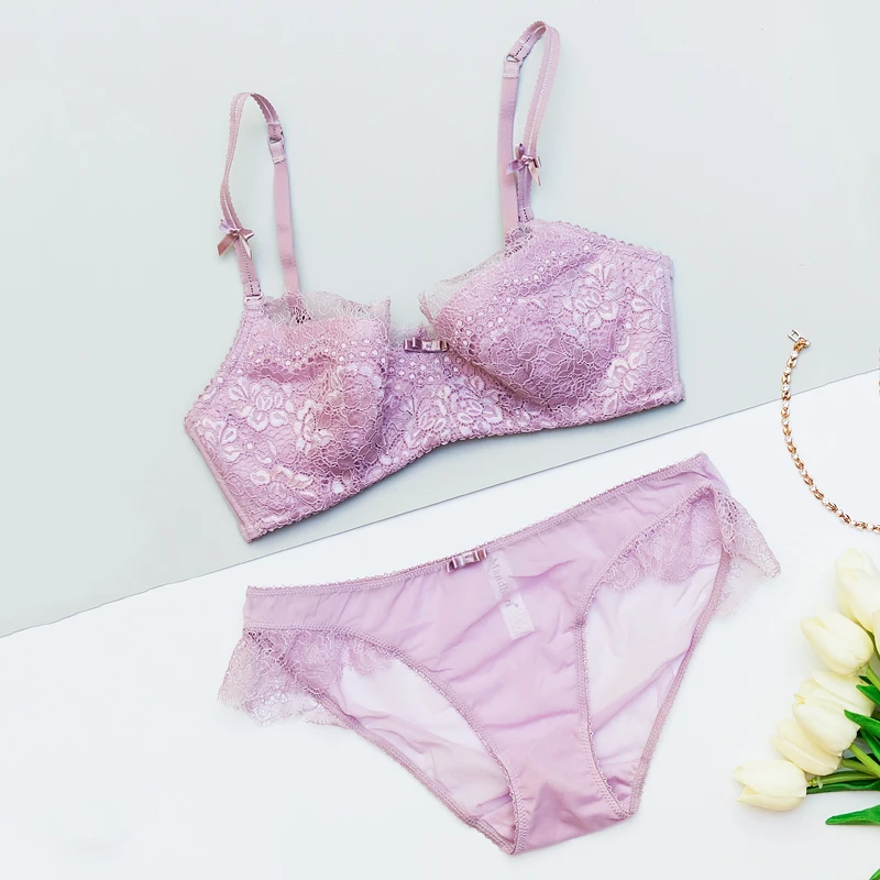

2018 New Arrival Lace Feather Bra Brief Sets Bottom Underwear, Intimates Push Up Bra and Panty Set Women Lingerie