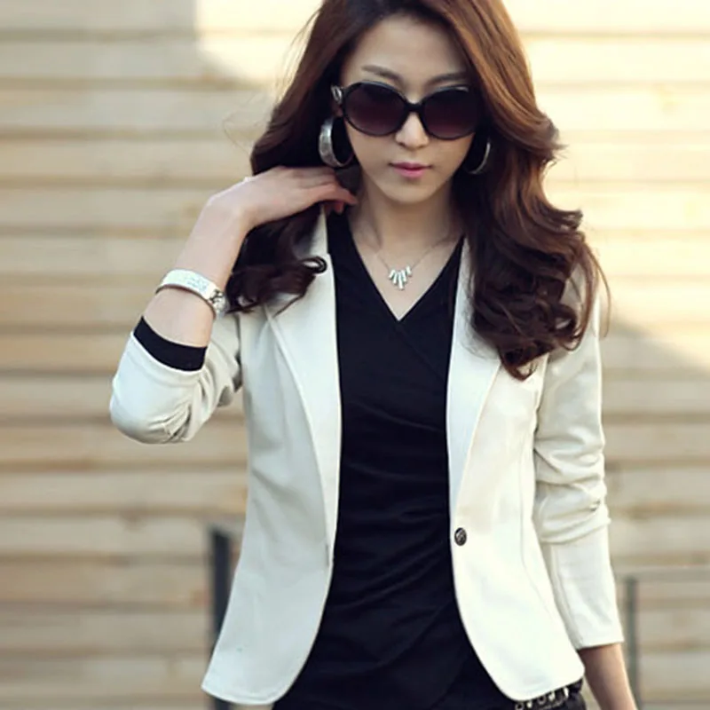 

New Arrival Casual Women OL Jacket Coat Lapel One Button Long Sleeve Short Casual Suit Blazer Outwear fb LB