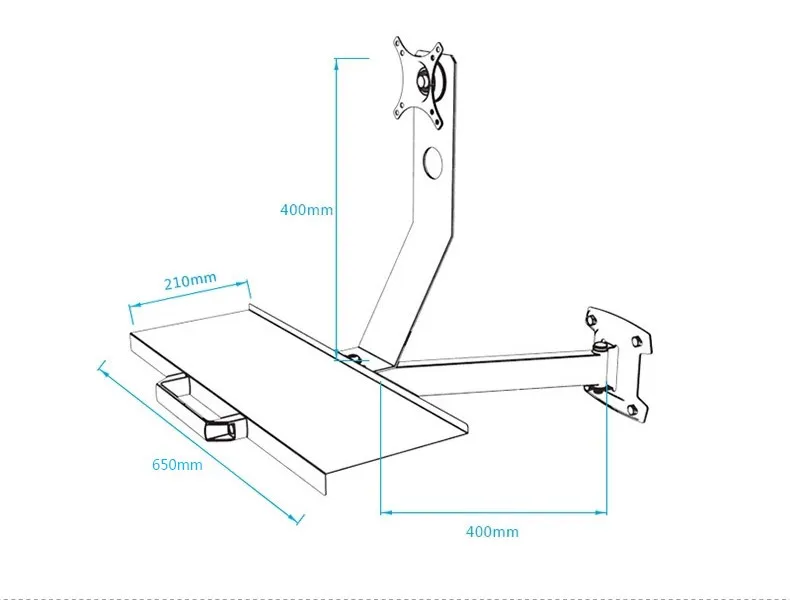 W803 полное движение настенное крепление эргономичная сидячая стойка рабочая станция PS Стенд поворотный держатель монитора+ держатель Keyboad
