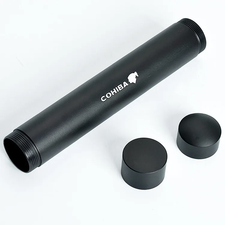 Cohiba Cigar Case Humidor Aluminum single black metal cigar tube With Cigar Humidifier Moisturizing tablets Travel Accessories Cohiba Cigar Case Humidor Aluminum single black metal cigar tube With Cigar Humidifier Moisturizing tablets Travel Accessories