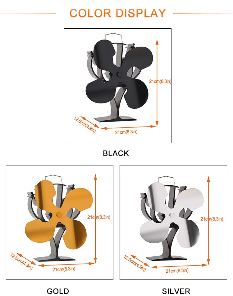 Четырехлистный тепловая мощность вентилятор для камина экологически чистый воздух безвредная печь измеритель температуры вентилятор для камина печи
