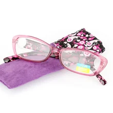 Высший сорт Сверхлегкий каркас складные очки для чтения линзы женские пресбиопические очки «кошачий глаз» отправить очки сумка очки