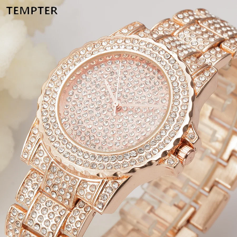 

Hot Ladies Luxury Quartz Watch Women Gold Steel Bracelet Watch Rhinestone Ladies Dress Watch Women Wristwatch relogio feminino