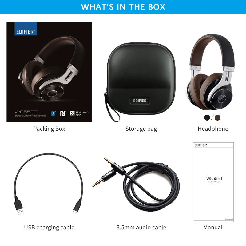 EDIFIER W855BT Премиум Bluetooth гарнитура NFC Сопряжения и Поддержка aptX удобно на наушнике