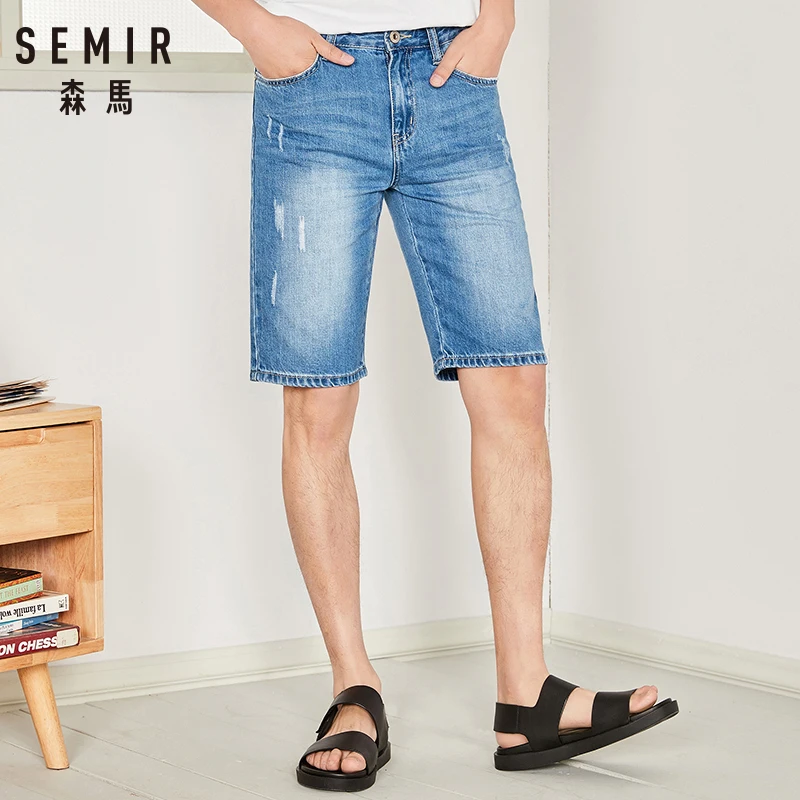 Koop SEMIR Zomer denim broek mannen nieuwe casual vijfde broek studenten mannen broek retro knappe