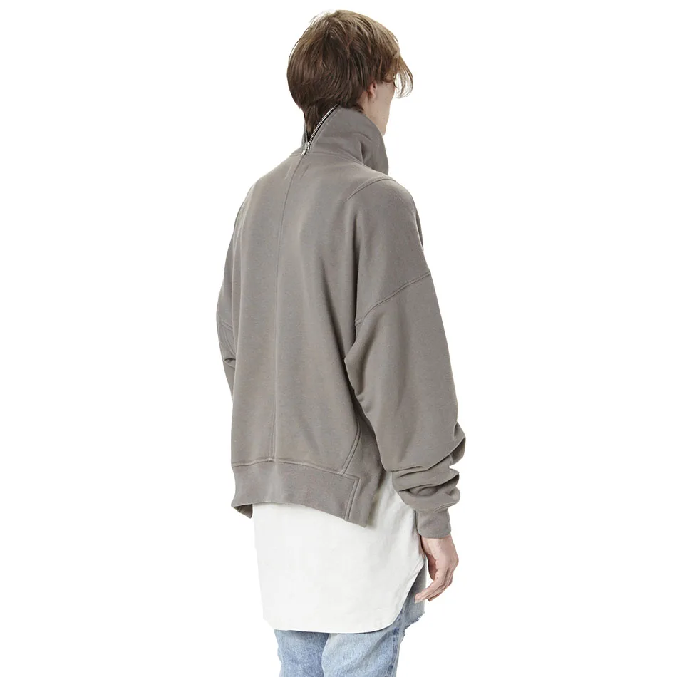 Justin Bieber High Collar Terry Pullover High Street Oversized Back Zipper Side Split Pocket Sweatshirt Hip-hop Urban Clothes
