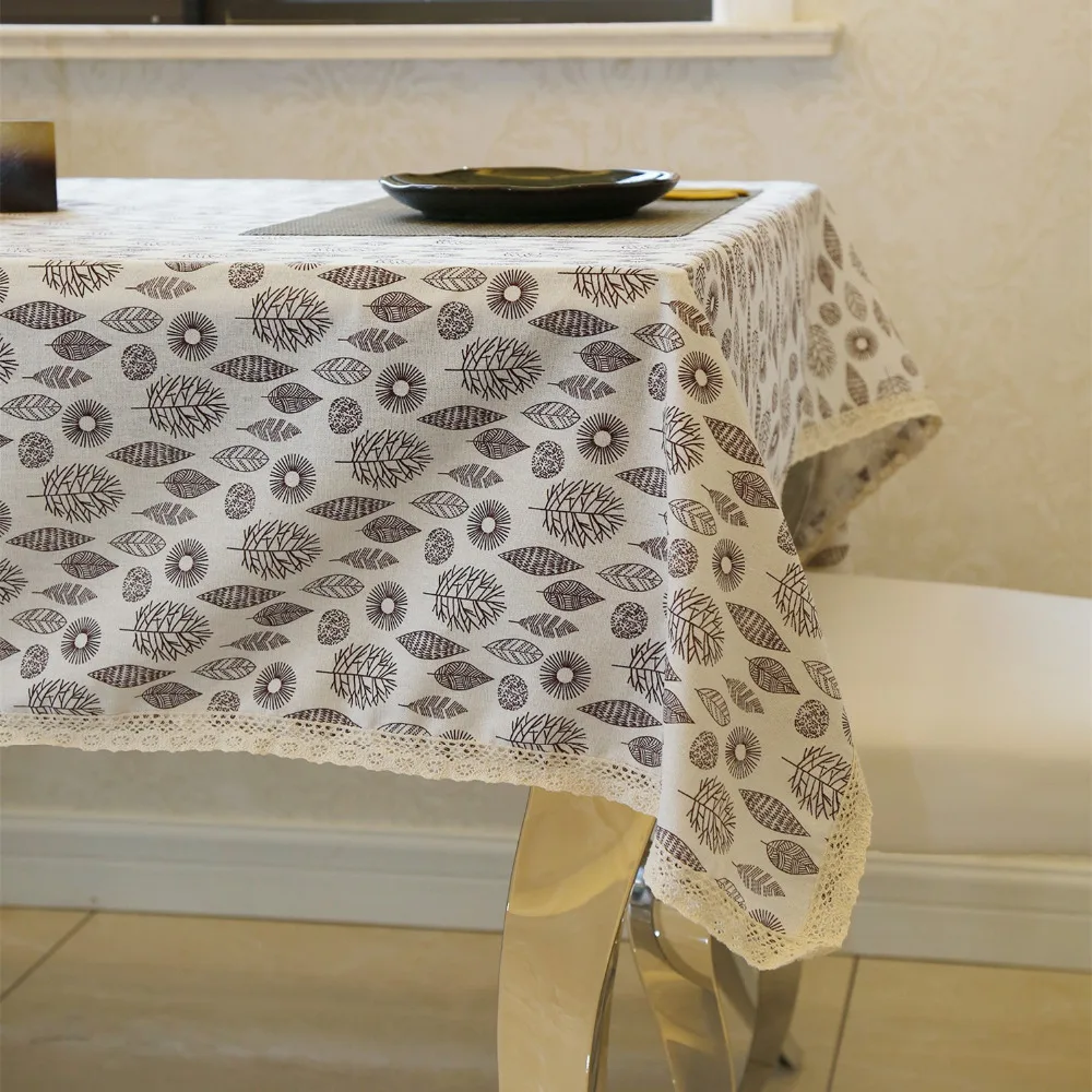 Latest High Quality Trees Leave Table Cloth Literary Artistic Linen