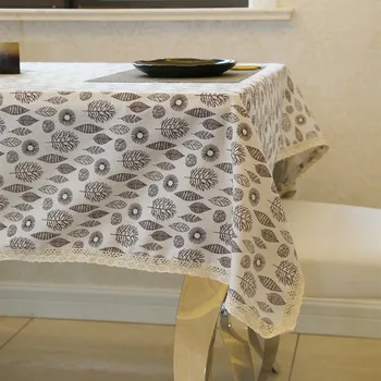 

Latest High Quality Trees Leave Table Cloth Literary Artistic Linen Rectangular Tablecloths Lace Decoration Home Textile
