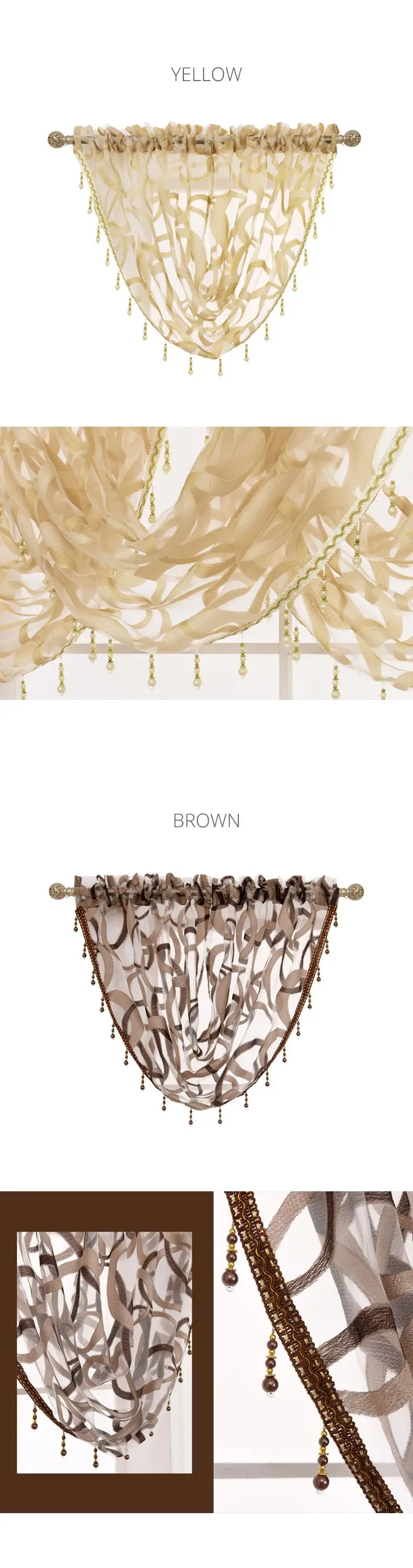BVL-SMT490 NAPEARL Living Room Endless Design Beads Valance Home Window Decorative Voile Curtain Simple Style Tulle Beaded Short Drapes (3)