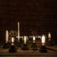 Винтаж Лофт Промышленные Утюг водопровод Настольная лампа настольная огни сельской местности Ночная Стол Lights тумблер настольная лампа