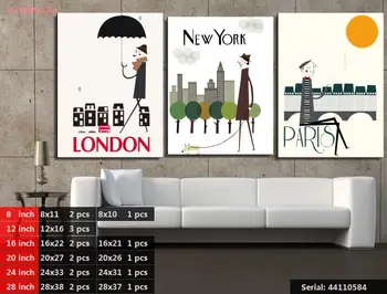 

MODERN ABSTRACT HUGE WALL ART OIL PAINTING ON CANVAS PRINT FOR 3 PIECES COMBINATION I LOVE PARIS NEW YORK LONDON CITY44110584