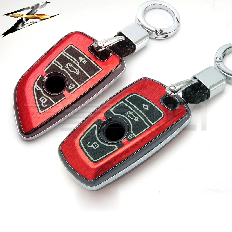 

Aluminum alloy Leather Car Key Case Cover for BMW 1 3 5 series X1 X3 X5 X6 Z4 Smart 3/4 buttons protect remote starline shell