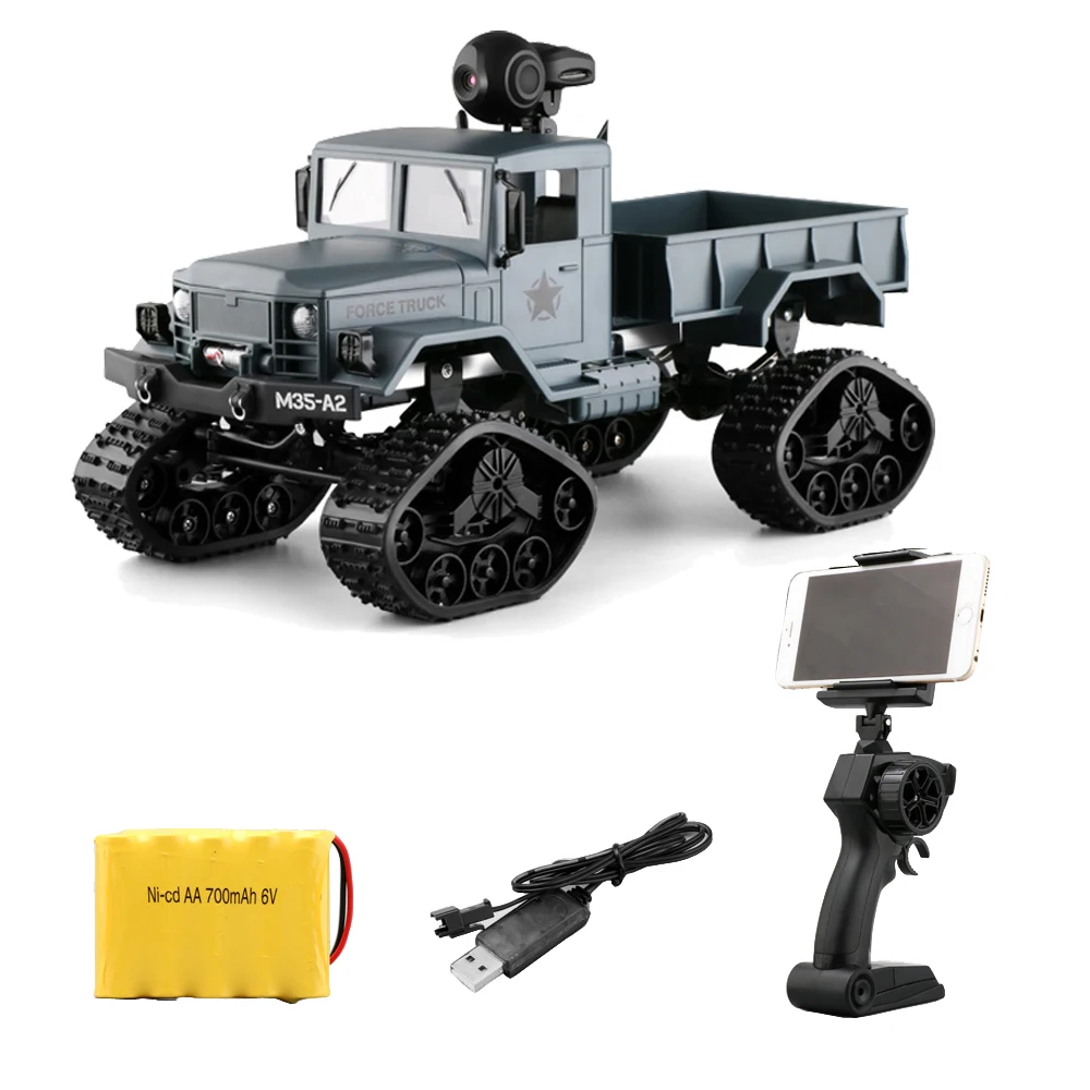 

4WD 1/16 Remote Control Military Truck with 0.3MP WIFI FPV Camera 4 Wheel Drive Off-road RC Climbing Car RC Vehicles Toy