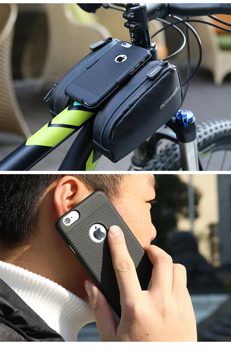 Clearance ROSWHEEL Smart Phone Bag for iPhone 6 6S 6Plus 6SPlus 7 7Plus Touch Screen Bike Cycling Top Frame Tube PU leather Pouch 121273-P 7