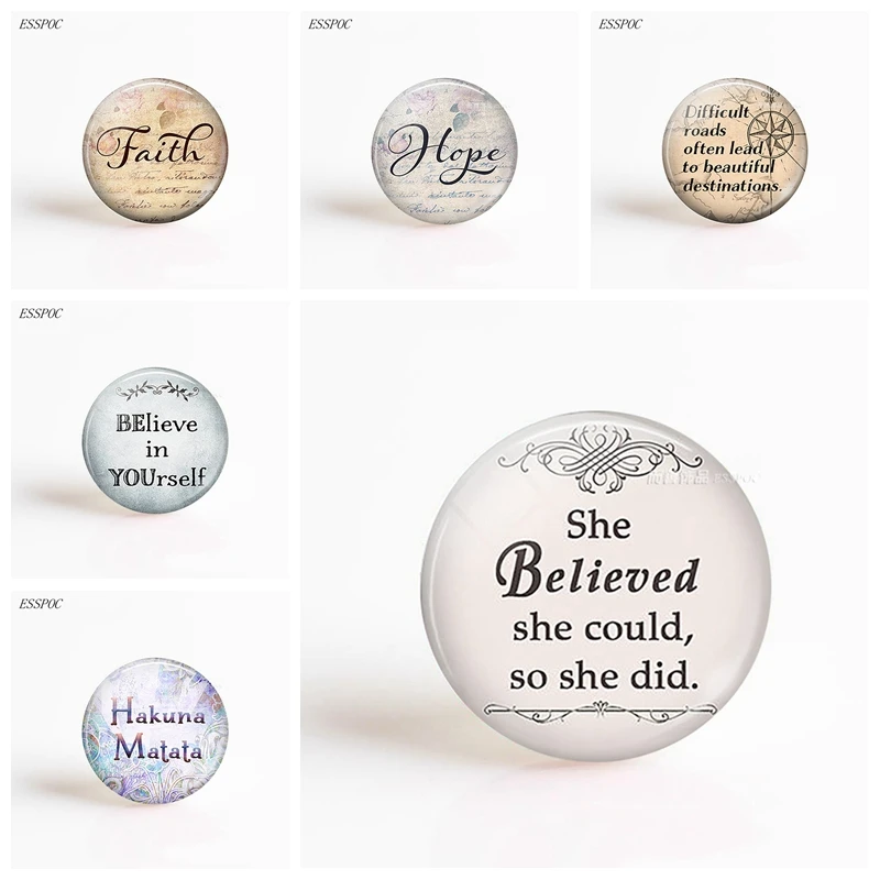 Believe Faith Hope Brave Life Quote Photo Glass Cabochon Fit 25mm Pendant Base Jewelry Accessories